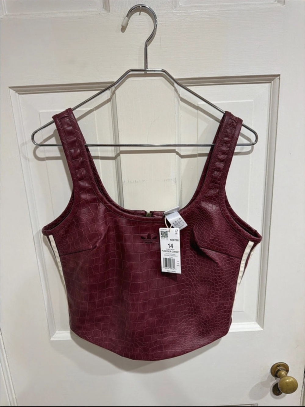 adidas Burgundy Croc-Embossed Crop Tank